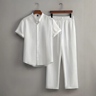 (Cross-border trading), summer shirt for leisure, men's set, trousers, sports suit, European style