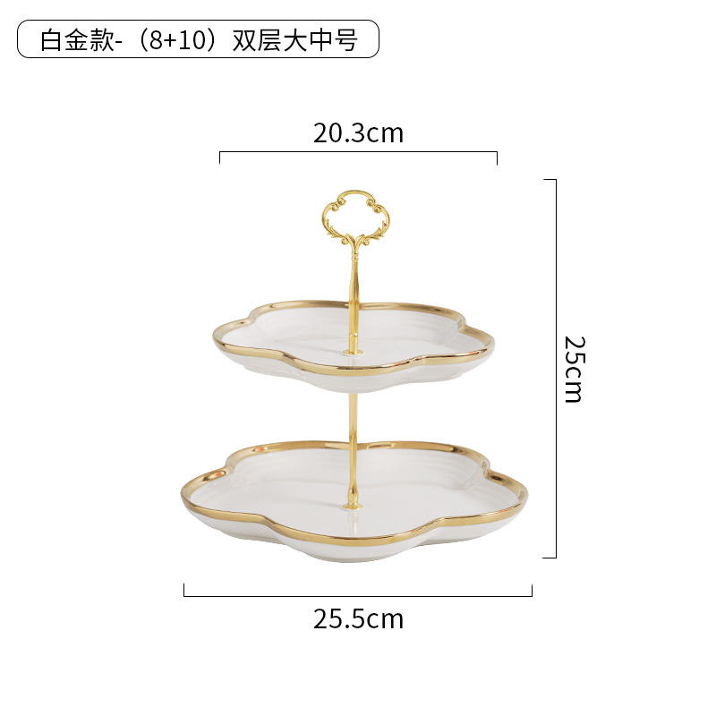De estilo europeo de tres capas plato de fruta de cerámica sala de estar hogar creativo tarde té postre pastel de dulces postre estante plato de fruta seca