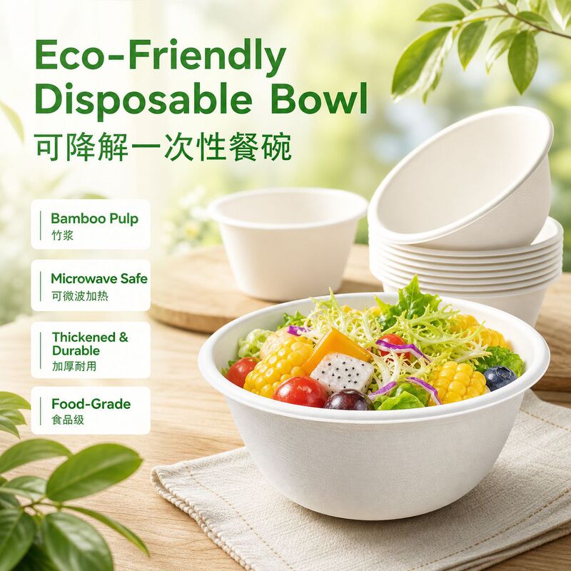 Disposable Bamboo Pulp Bowls, Eco-Friendly Tableware, Fully Biodegradable, High Temperature Resistant, Thickened Dining Bowls, Sugarcane Fiber Disposable Tableware Bowls Disposable Bamboo Pulp Bowls, Eco-Friendly Tableware, Fully Biodegradable, High Temperature Resistant, Thickened Dining Bowls, Sugarcane Fiber Disposable Tableware Bowls