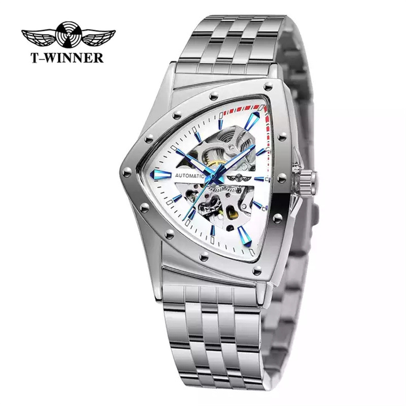 Ganador estilo europeo y americano de los hombres de moda casual hueco triángulo reloj cabeza reloj mecánico automático generación