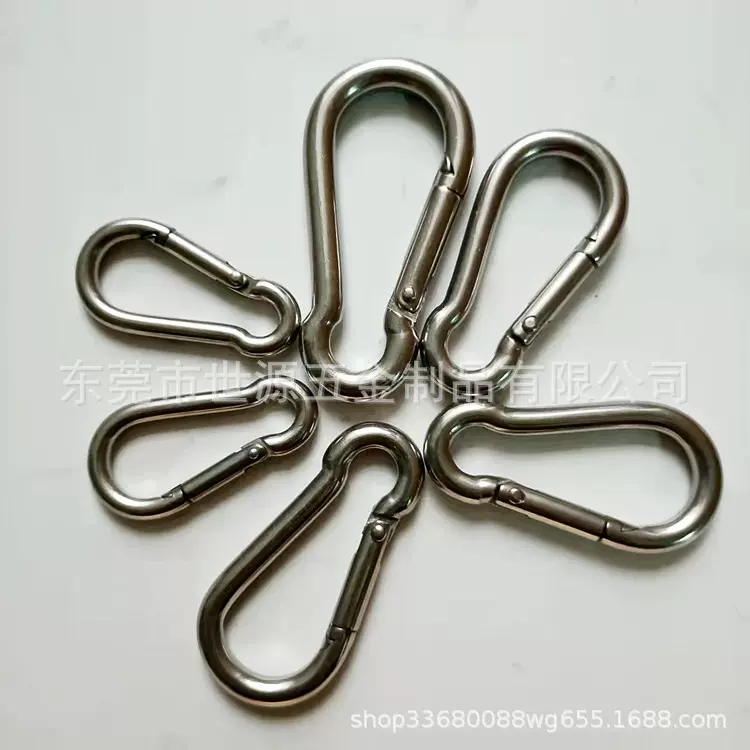 厂家直销铁质弹簧钩保险钩登山扣实心安全扣保险扣弹簧扣批发户外