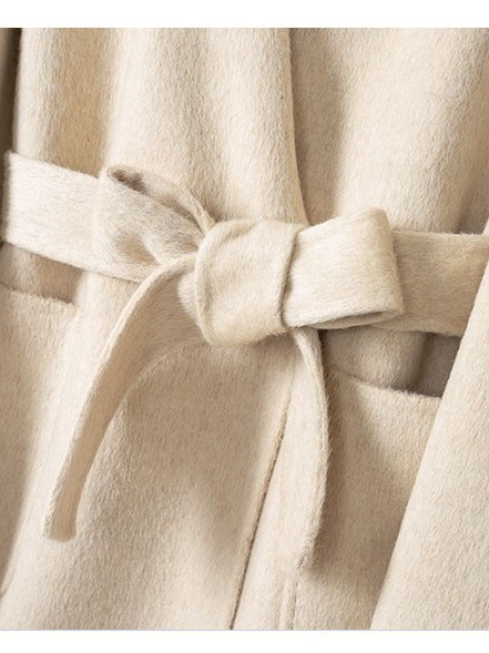 エンディウールコート レディース 2025秋冬新作 両面ウール 高級感 ウエストシェイプ キャメルベルベット 小柄さん向けコート