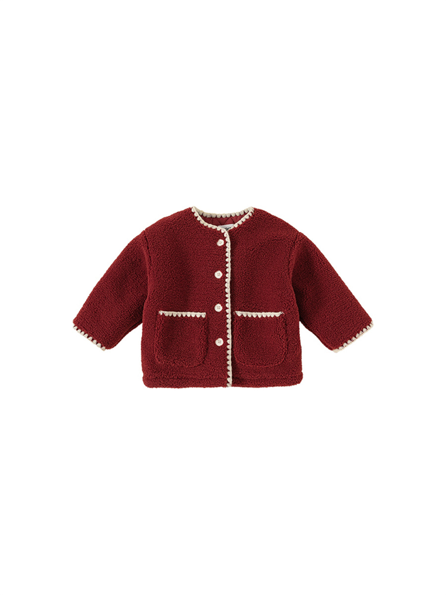 Ropa infantil Youbao, top rojo navideño para niñas, estilo Chanel, acolchado y grueso, ropa para bebés