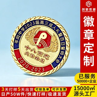 烤漆上色工艺徽章定做学校运动会纪念创意礼品锌合金电镀双色胸章