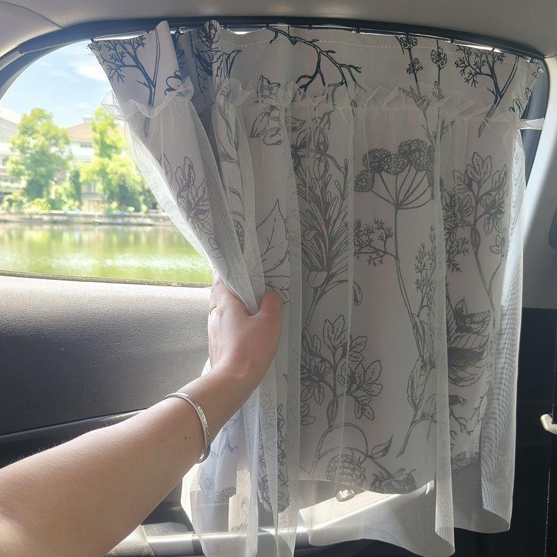 Track-Mounted Snap-In Car Sunshade Curtain for Baby Car Interior Window Privacy Curtain, Infant Sun Protection and Heat Insulation Curtain