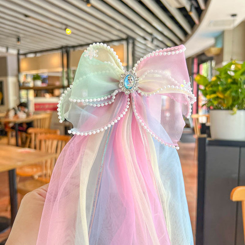 Children's veil hairpin princess dress birthday girl crown tiara baby photo hairpin bow girl hair accessories