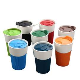厂家批发VIA陶瓷随行杯 咖啡杯马克杯创意时尚便捷水杯广告情侣杯