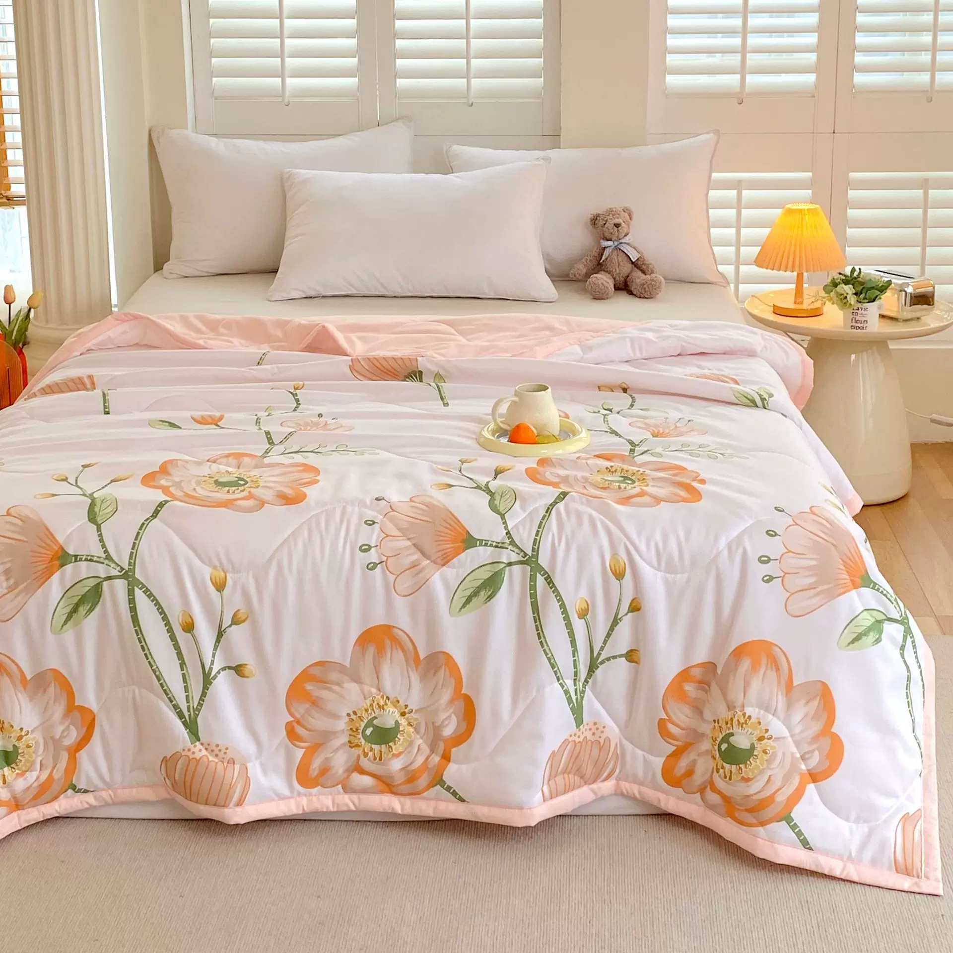 超柔洛卡棉夏凉被印花凉感空调被双人夏被四件套加工定制凉感透气