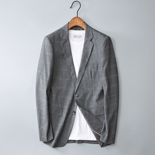 European Station 2023 Spring New Men's Plaid Suit Thickened Fabric High-end Suit Top Trendy Jacket for Men
