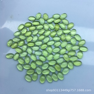 Natural Peridot Ring Surface, Flats Plain Surface, Oval Egg Surface Smooth Surface, Inlaid with DIY European and American Jewelry and Stones