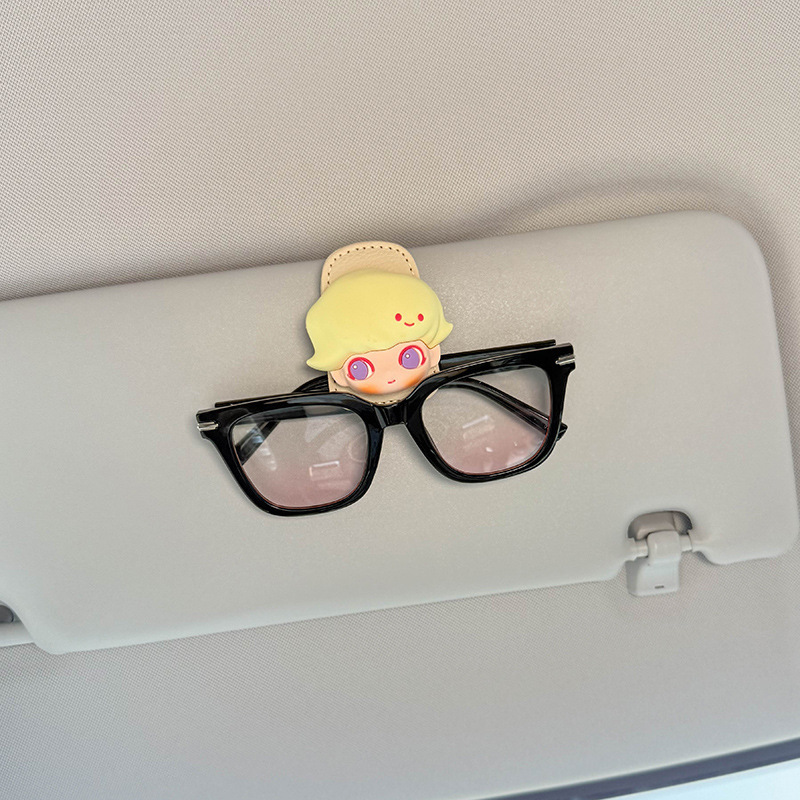 Car-Mounted Glasses Clip for Use in the Car, Sunglasses Holder, Sun Visor Magnetic Clip, Cute Cartoon Design for Women