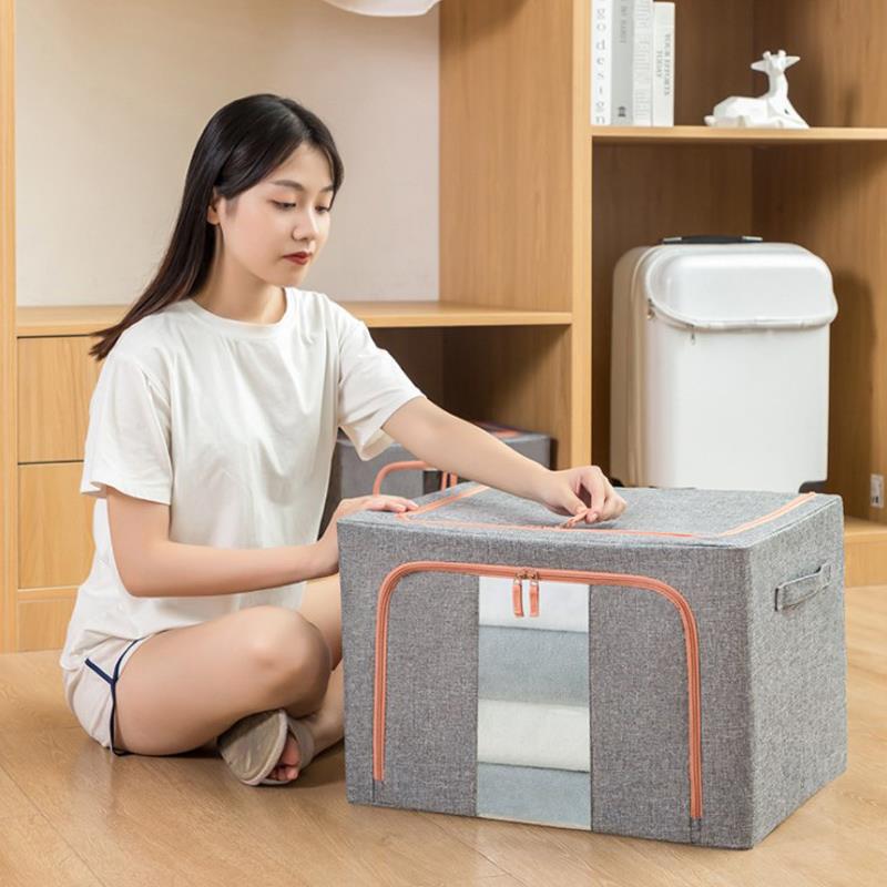 Steel Frame Storage Foldable Household Storage Box Quilt Organizer Storage Box Clothing Storage Box Transparent Storage Box for Wardrobe
