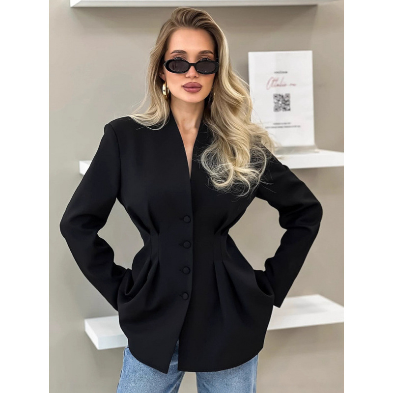 Dames blazer jas voor de herfst met elegante getailleerde pasvorm_voghion.com
