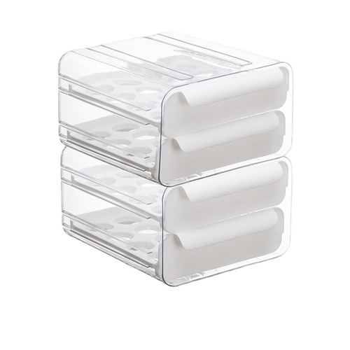 Refrigerator egg storage box drawer-type transparent food-grade egg box household double-layer egg tray kitchen crisper
