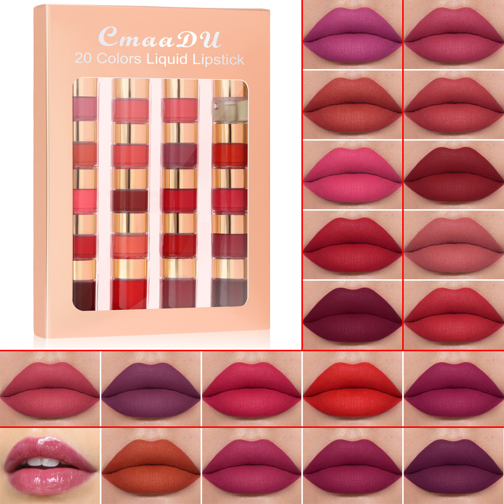 Check it out! Link Disclaimer - Exclusive for foreign trade :CmaaDu 20-color waterproof and long-lasting Lip gloss box set Application Scenario