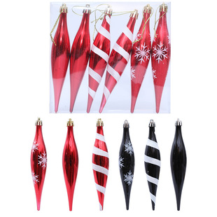 Christmas New Cross-Border Christmas Tree Decoration Red Black and White Pointed Painted Ice Bar Hanging Mall Window Pendant