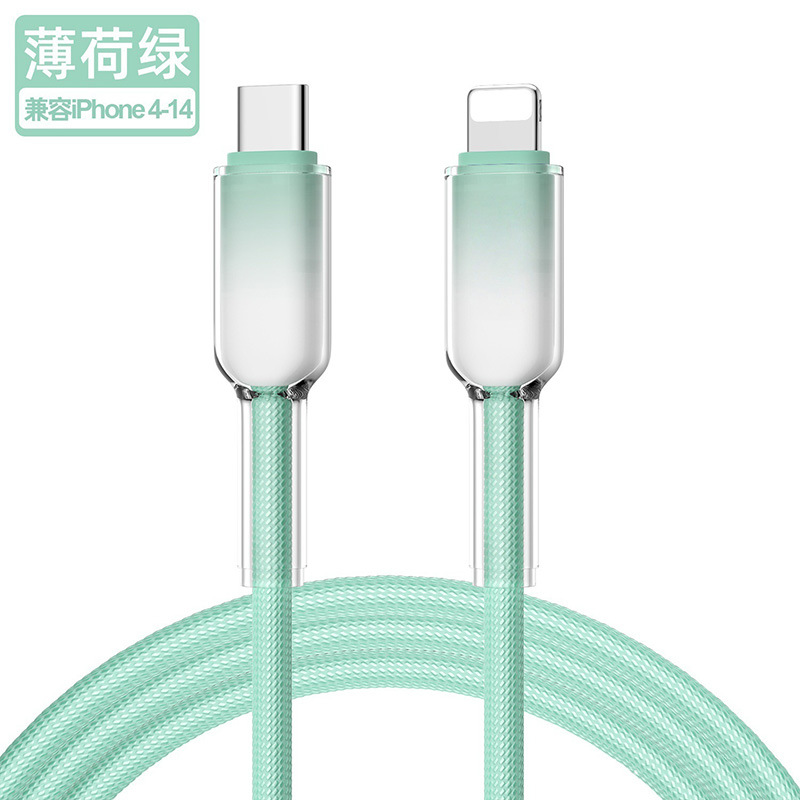 Cable de carga de cristal de hielo transfronterizo de 65W para Huawei Apple Huawei Cable de datos typec Cable de carga para teléfono portátil