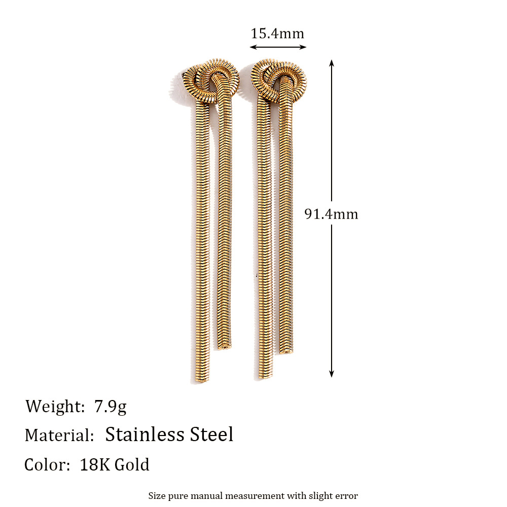 Stainless Steel Knotted Tassel Earrings