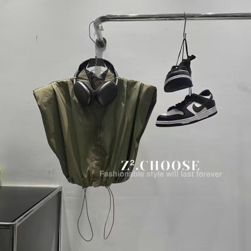 Chicas 2020 Verano nuevo estilo de Hong Kong estilo occidental de moda con cordón de cintura camisa corta sin mangas de un solo pecho