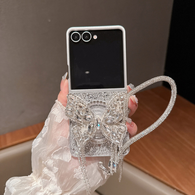 Korean Style Suitable for Samsung Galaxy Zflip4/5/6/7 Mobile Phone Case Butterfly Glitter Magnetic Foldableing Protective Cover