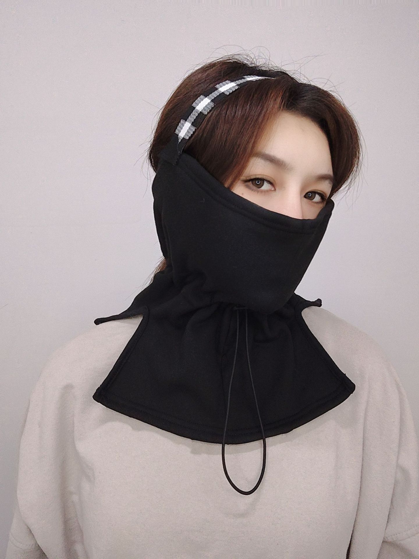 올인원 스웨이드 머리에 목도리 착용 겨울 두께 보온 남성용 목도리 목도리