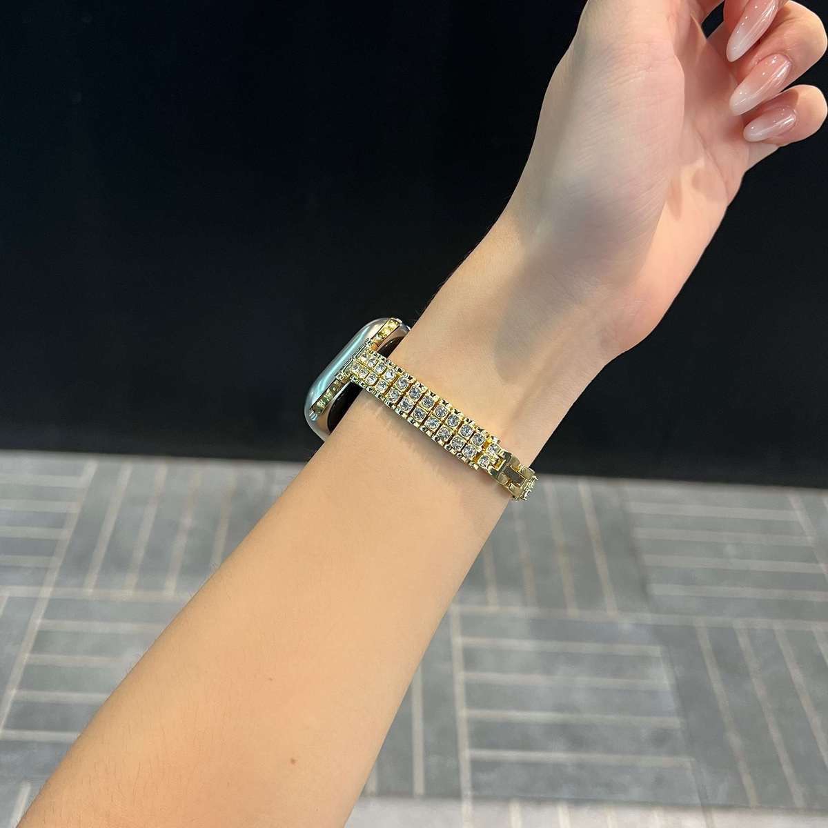 Fashion zircon candy metal strap for apple iWatch10 generation SE watch wristband s876SE diamond women