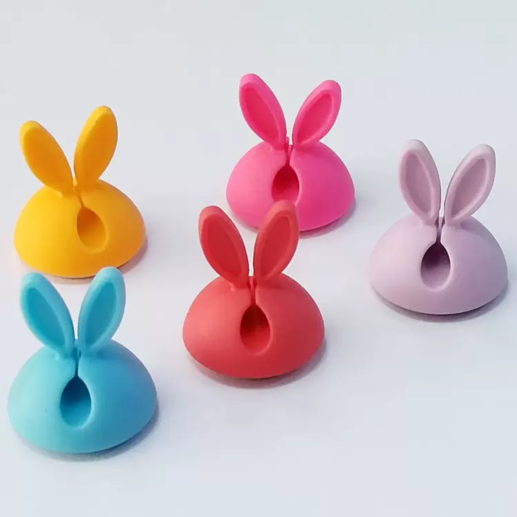 新款卡通兔子集线固线夹硅胶固线器耳机线绕线器数据线理线器线扣