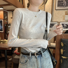 圆领内搭纯棉正肩修身显瘦紧身长短袖T恤女打底衫上衣秋冬季