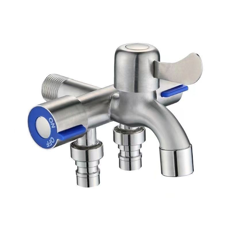 304 de acero inoxidable multifuncional de una en tres salidas lavadora grifo de tres controles de derivación doméstica de cuatro vías Válvula de triángulo