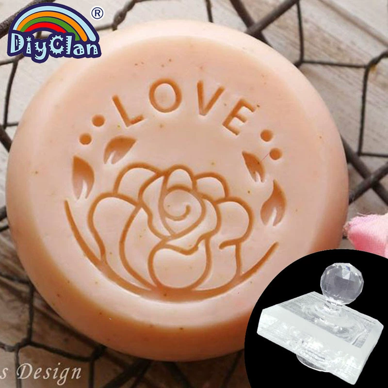 Acrylic handmade soap for St. Valentine's Day, seal, organic handle, oil