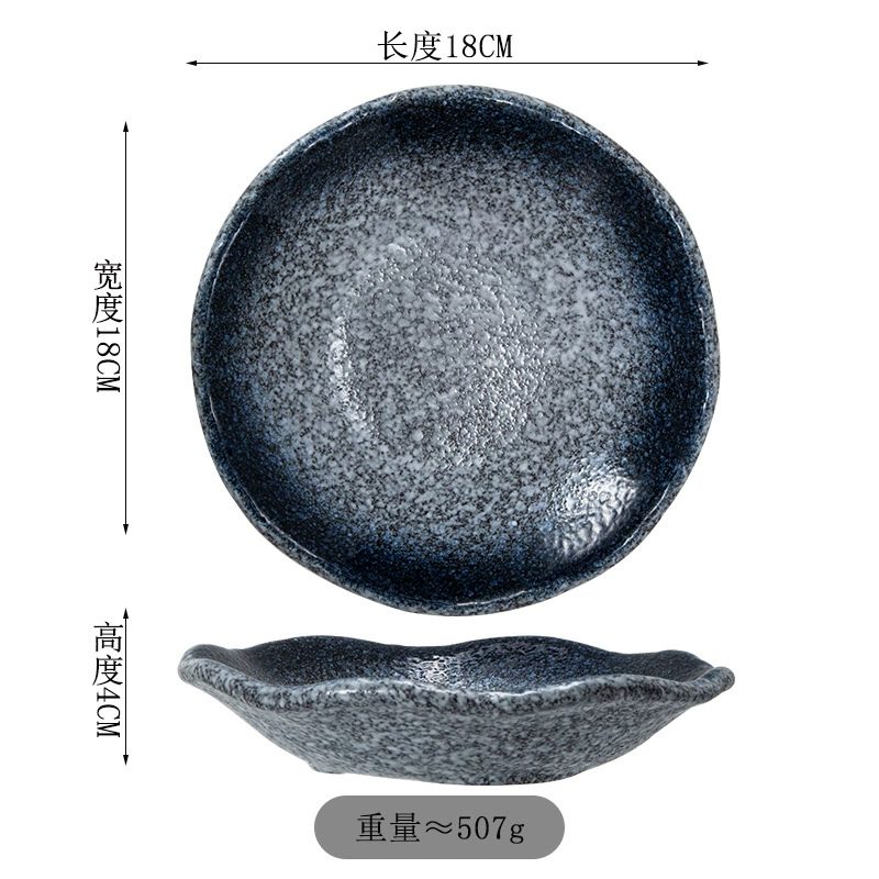 Japanese-style ceramic serving plate, microwave-safe stoneware, creative irregular shape, multiple colors