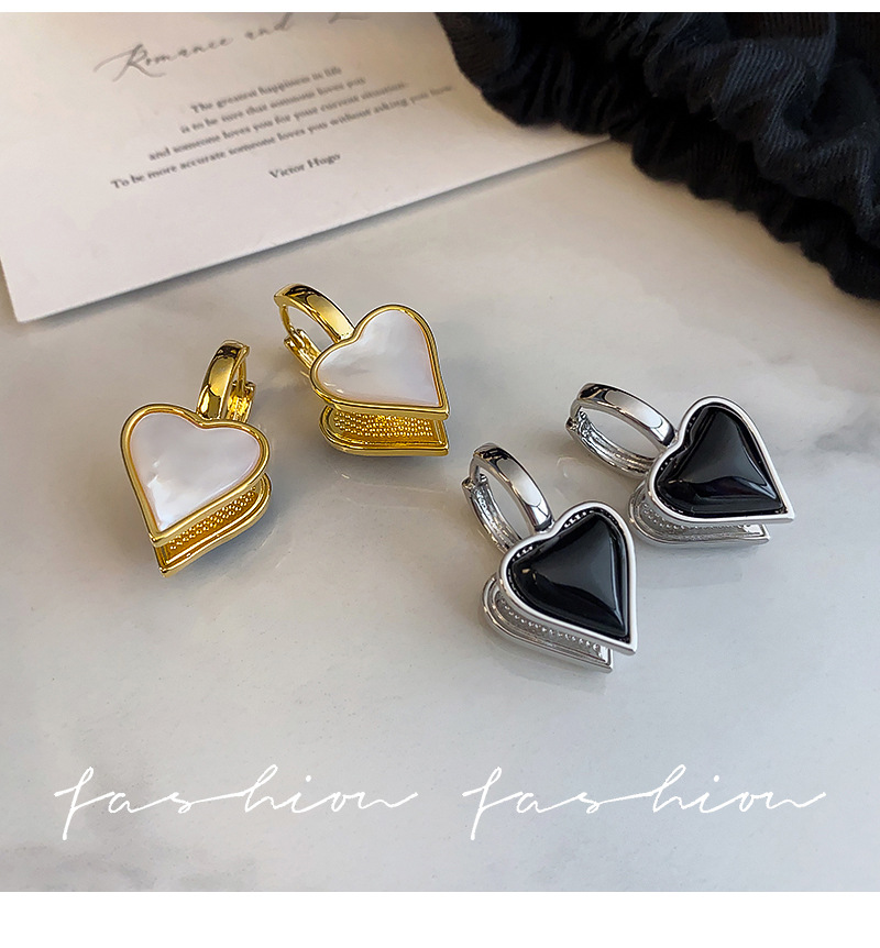 Perlmutt Herz Ohrstecker Vergoldet Silber Minimalistisch Elegant_voghion.com