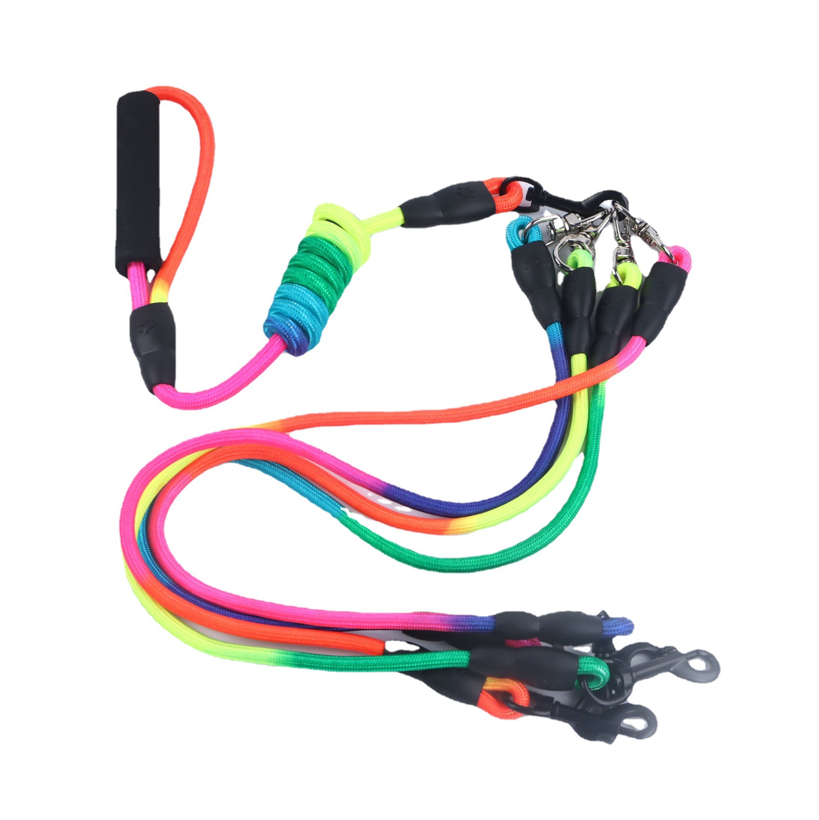 Mascota correa de doble cabeza correa de perro de colores una arrastre dos arrastre tres correa de perro desmontable correa de múltiples cabezas