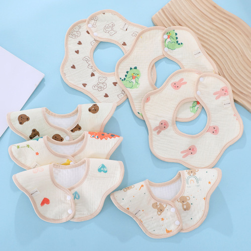 Baby soft cotton gauze bib waterproof bib baby anti-vomiting pad towel newborn boy and girl saliva towel