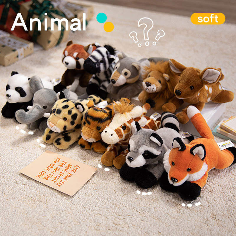 Lie down forest animal doll tiger red panda fox plush toy simulation animal doll zoo gift