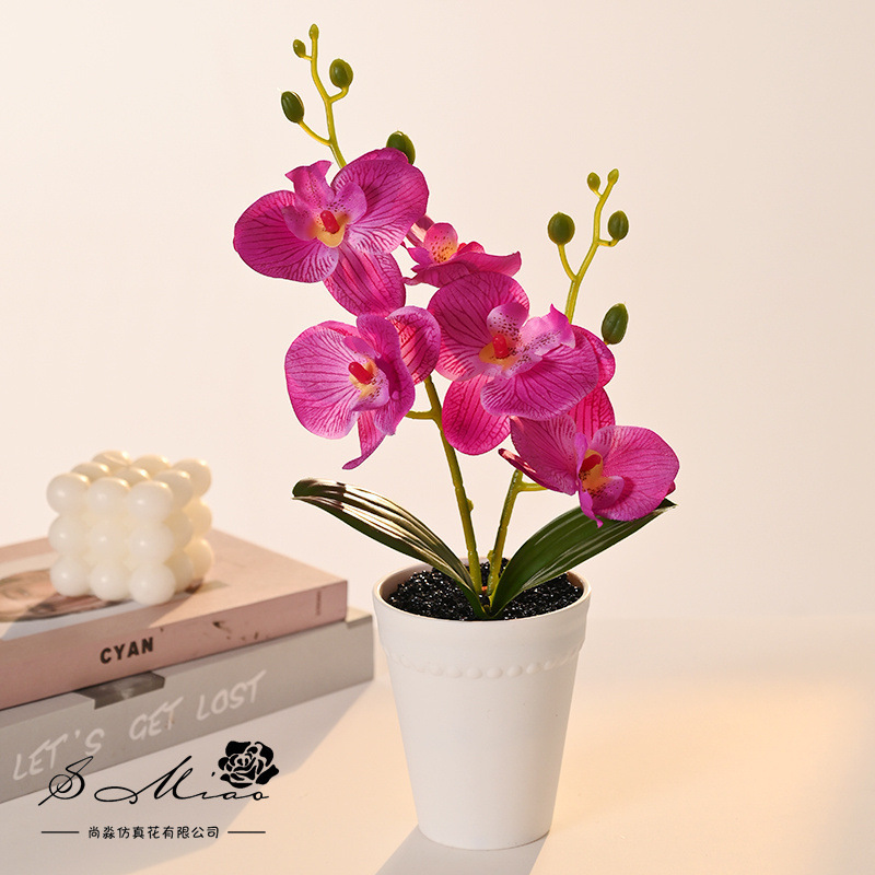 Orquídea de mariposa impresa de serigrafía floral orquídea de mariposa imitación de flores bonsai decoración de sala de estar decoración de escritorio interior decoración de casa maceta artificial image 13