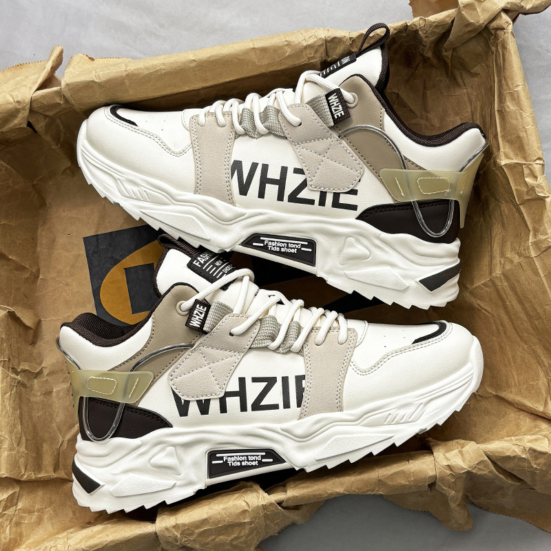 Stylish Men's Shoes 2024 New Spring and Autumn Versatile Casual High-Top Sports Shoes Men's Height Increasing Thick Sole Dad Shoes