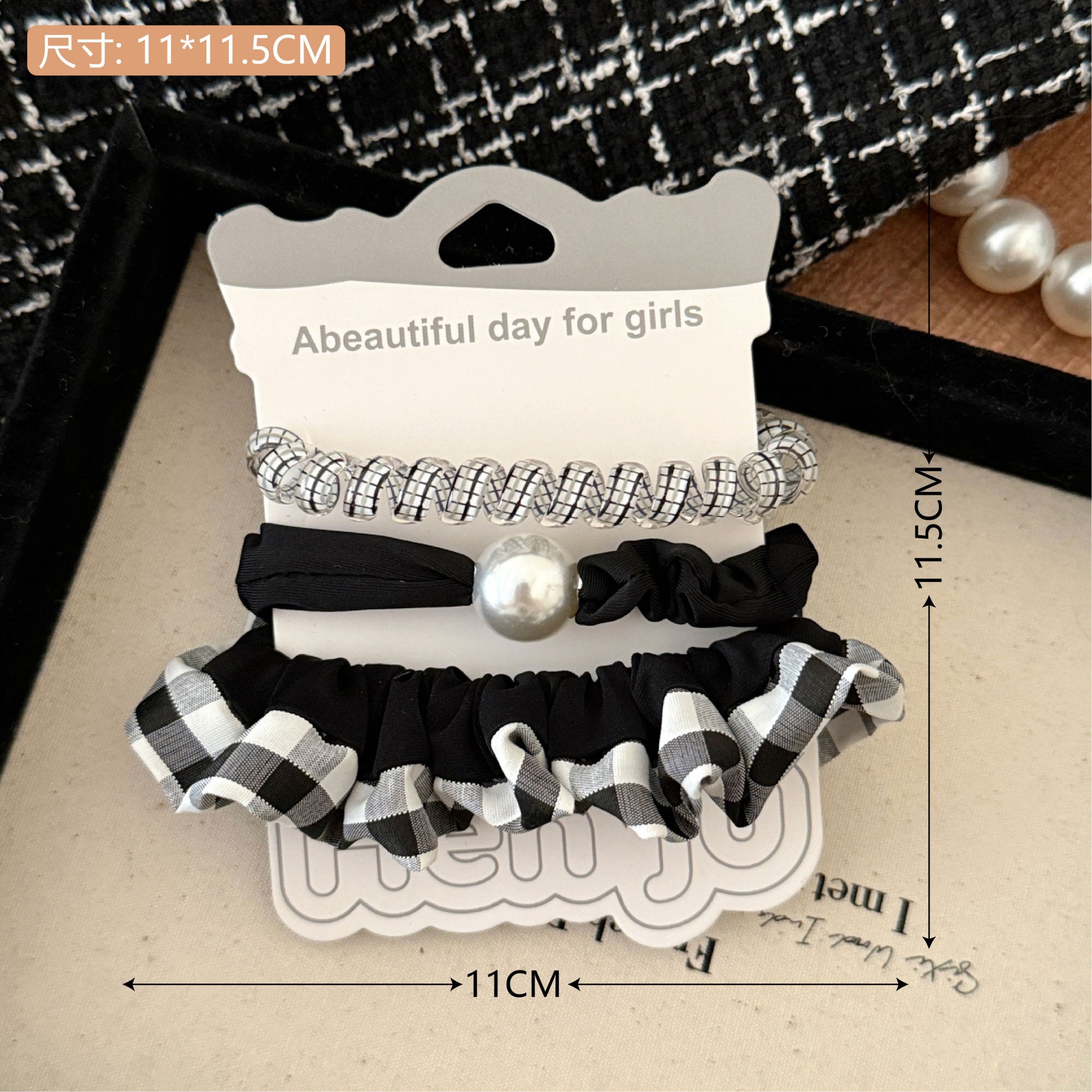 Primavera y verano dulce anillo de cabello conjunto de cuerda de cabello pequeño dulces frescos adornos de cabello de color de la niñez de banda de goma universal toque