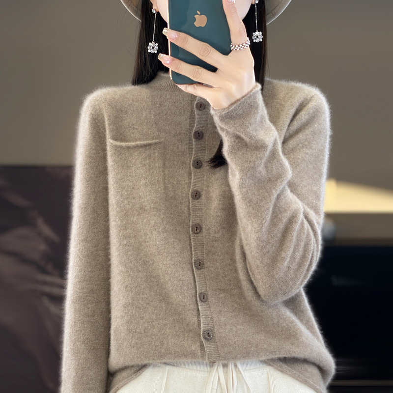 2024 Autumn New 100 Pure Wool Knitted Cardigan Women's Multi-button Cardigan Loose Fashion Cashmere Cardigan Hair