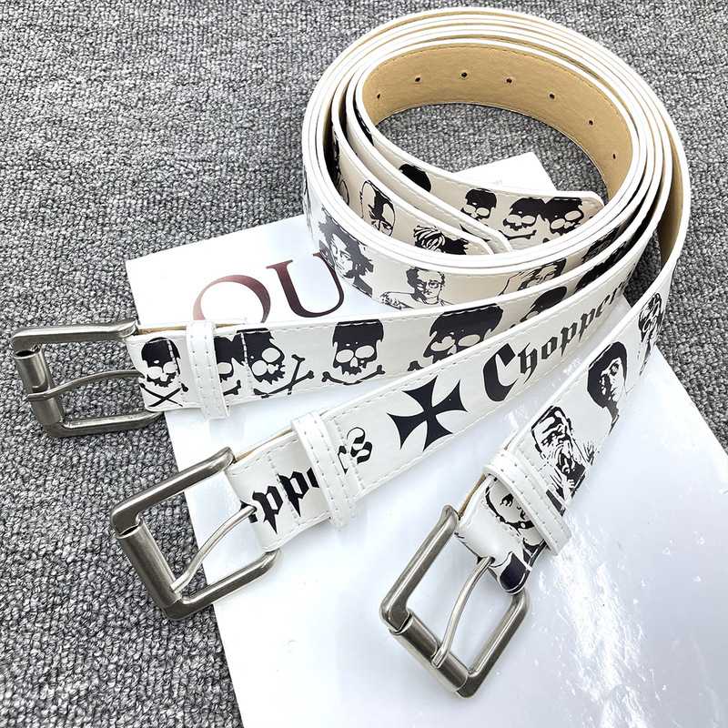 Erd New Vintage Portrait Hand-Painted Belt Fashion Retro Belt American Retro Unisex Niche Y2K