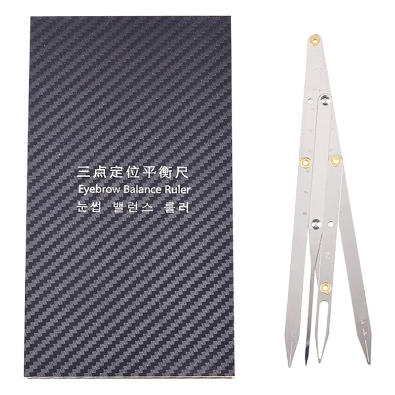 Factory wholesale stainless steel 2 generation three-point positioning eyebrow positioning symmetrical tattoo eyebrow ruler 2 generation gold scale