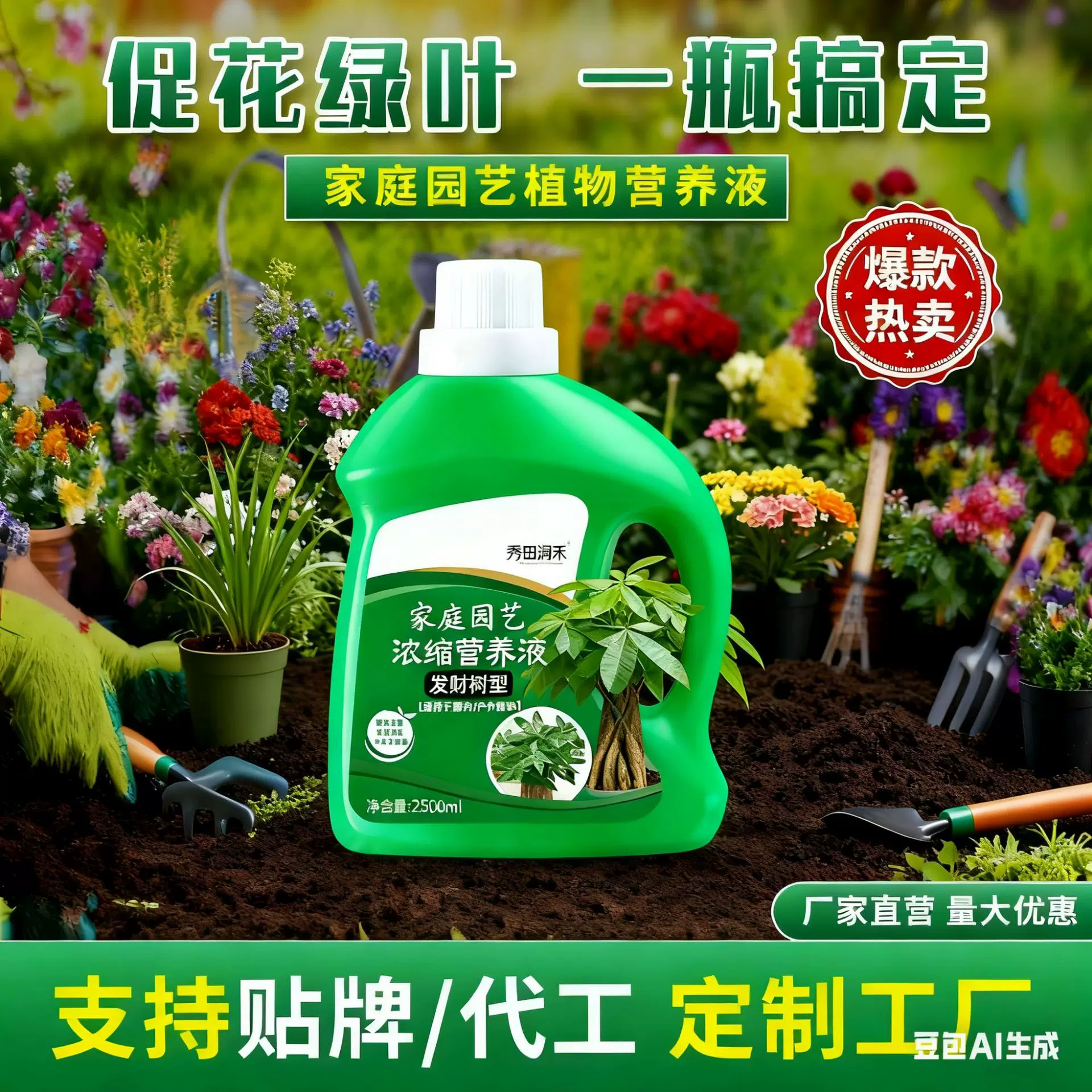 贴牌植物营养液花卉绿植发财树水培生根壮苗绿叶花肥盆栽叶黄黄叶