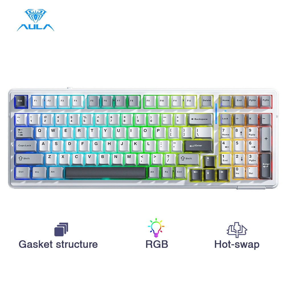 Wolf F99 Customized Mechanical Keyboard Gasket structure Full -key heat insertion wireless three -mode Bluetooth game