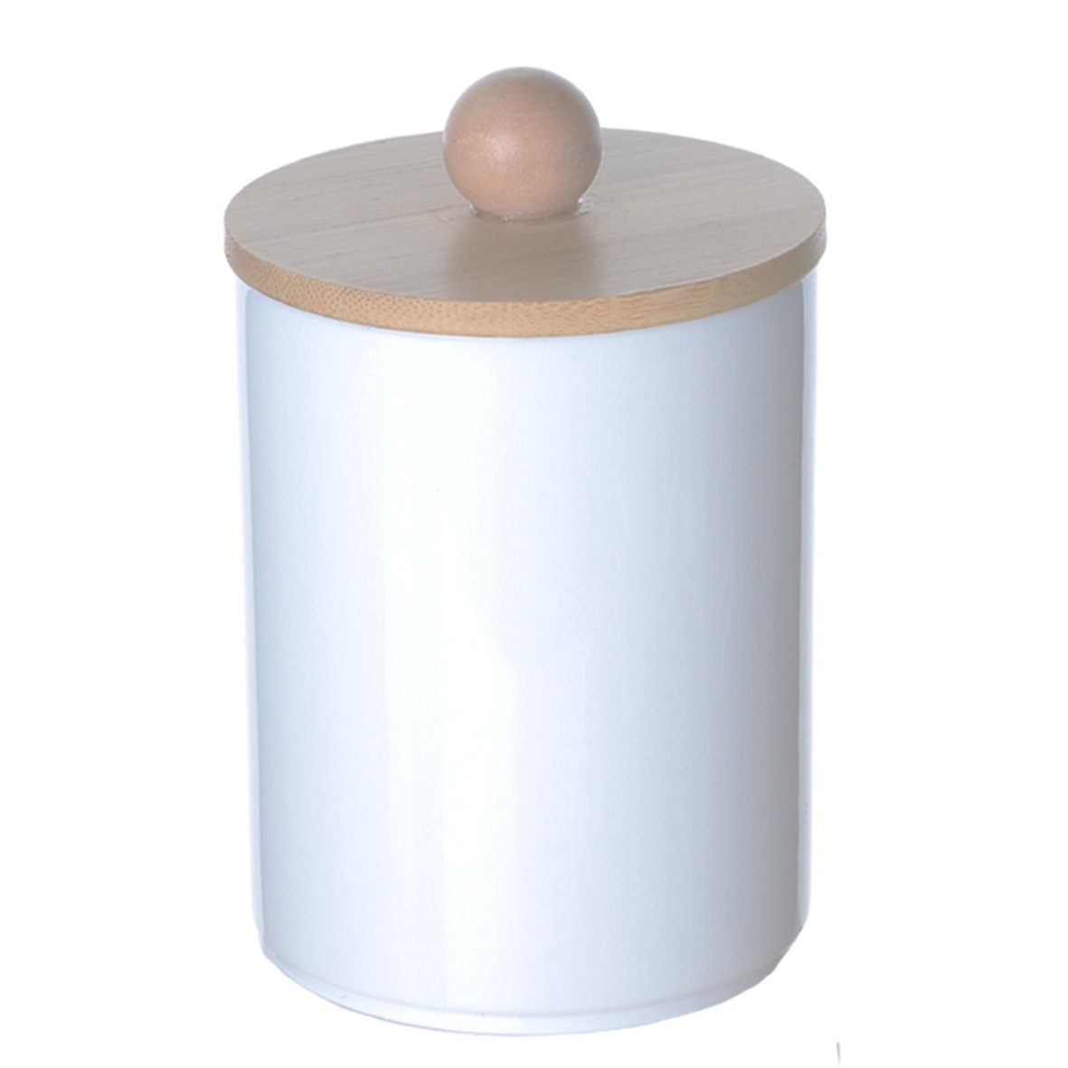 Caja de almacenamiento de hisopo de algodón cubierta de bambú acrílico contenedor redondo portátil maquillaje algodón puff almacenamiento hisopo de algodón removedor de maquillaje caja de algodón