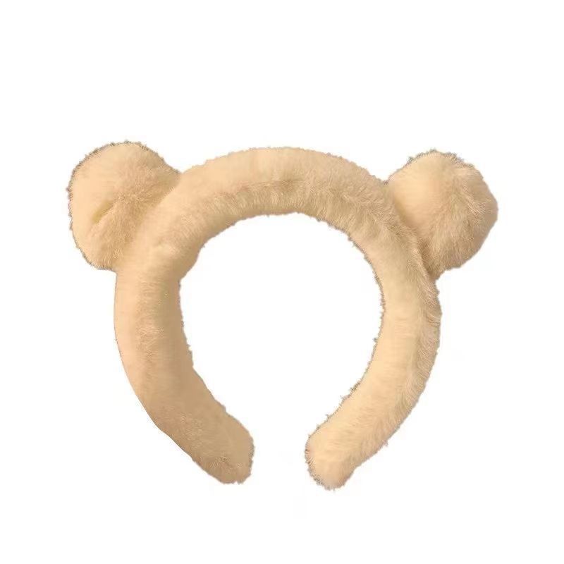 Otoño e Invierno lindo oso de peluche diadema oreja dibujos animados no duele diadema pelo roto máscara de pelo clip de pelo accesorios para el cabello