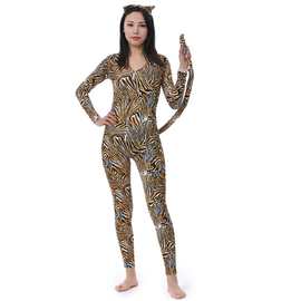 万圣节动物服装舞台表演服装老虎女士连体服套装