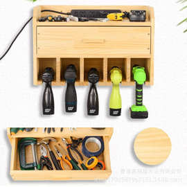 木质墙上置物架五金机械工具架螺丝刀钻孔工具收纳架壁挂式收纳架