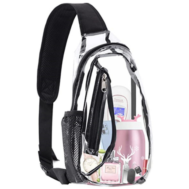 Fabricantes de stock al por mayor amazon bolso de pecho transparente bolsa deportiva al aire libre bolsa de viaje y bolsa de gimnasio bolsa de almacenamiento se puede fijar