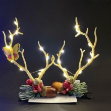 跨境万圣节圣诞节发光发箍发夹头饰麋鹿闪光头箍表演拍照道具批发