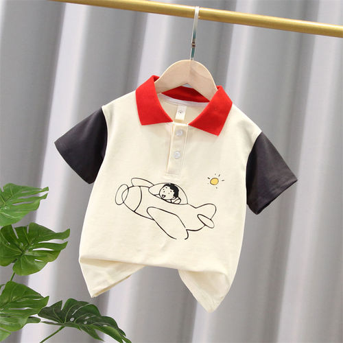 T087-aviator POLO shirt-fashion niche sports round neck doll collar trendy short style with collar